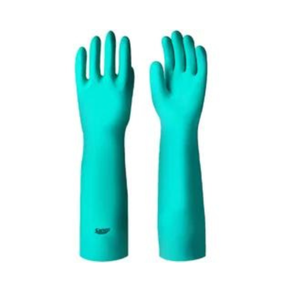 Luva de Nitrila Verde Longa 45cm